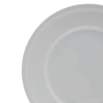 Everyday White Beaded 10.5 Inch Dinner Plates, Service for 4