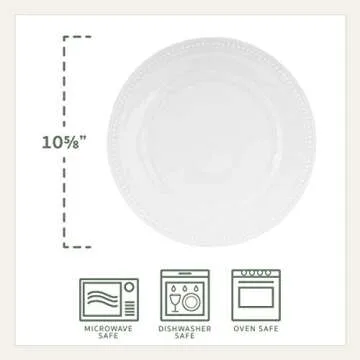 Everyday White Beaded 10.5 Inch Dinner Plates, Service for 4