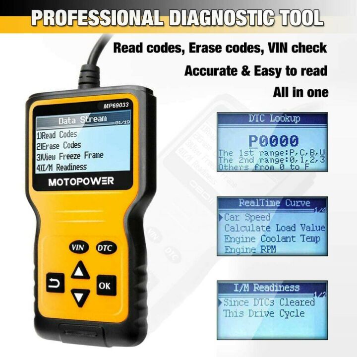 MOTOPOWER MP69033 OBD2 Car Code Reader - Engine Diagnostic