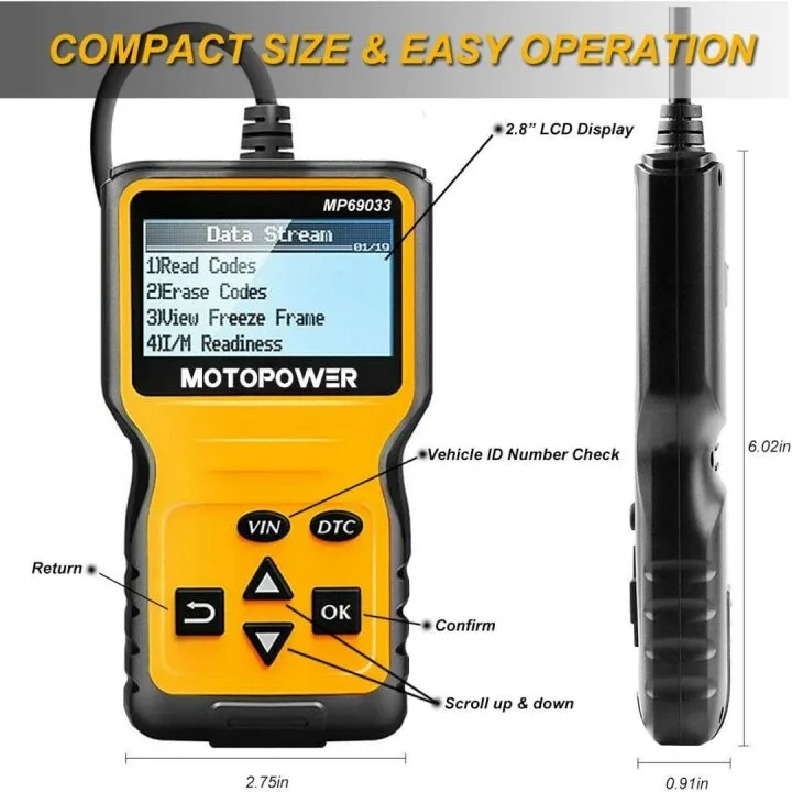 MOTOPOWER MP69033 OBD2 Car Code Reader - Engine Diagnostic