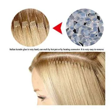 NOEYUN Fusion Hair Iron Human Hair Extensions Tools Kit 1Pcs Hair Connector With 50Pcs Hair Spacer Template 100PCs Italian Keratin Glue Beads (TYPE 1, Pink)