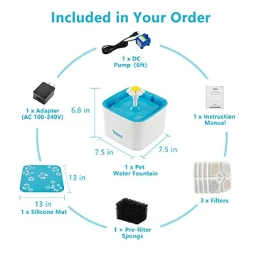 Veken 84oz Pet Fountain for Cats & Dogs with Filters