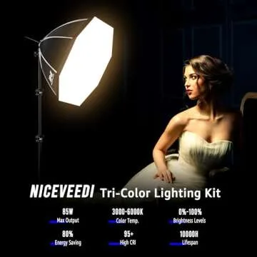 NiceVeedi Bi-Color Photography Lighting Kit for Studio and Streaming