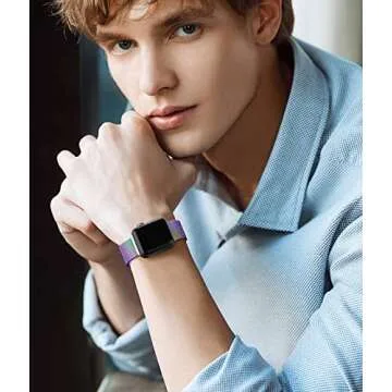 Rabini Metal Magnetic Band Compatible with Apple Watch 38mm 40mm 41mm 42mm 46mm 44mm 45mm 49mm, Rainbow Stainless Steel Mesh Bands for iWatch SE Ultra Series 10 9 8 7 6 5 4 3 2 1 Women Men, Multicolor