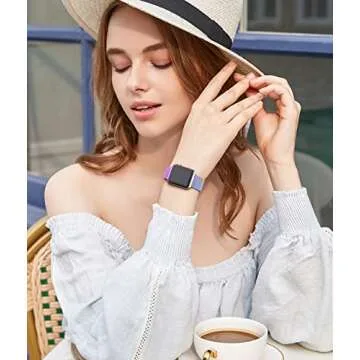 Rabini Metal Magnetic Band Compatible with Apple Watch 38mm 40mm 41mm 42mm 46mm 44mm 45mm 49mm, Rainbow Stainless Steel Mesh Bands for iWatch SE Ultra Series 10 9 8 7 6 5 4 3 2 1 Women Men, Multicolor