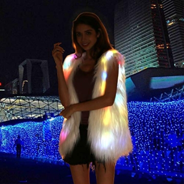 SZTOPFOCUS Women's Light Up Fur Jacket for Parties