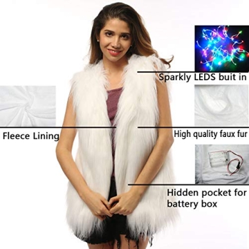 SZTOPFOCUS Women's Light Up Fur Jacket for Parties