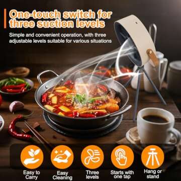 Portable Cooker Hood - Versatile 3-Speed Exhaust Fan