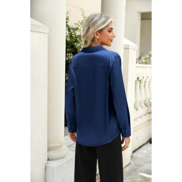 Zeagoo Satin Blouse for Women Long Sleeve Casual Top
