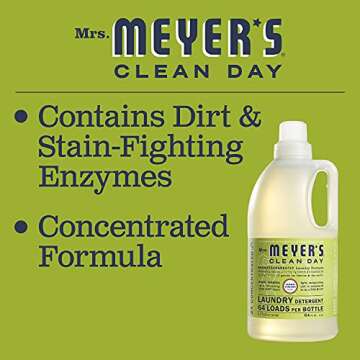 Mrs. Meyer's Clean Day Laundry Detergent Bottle, Lemon Verbena, 64 Fl oz (Pack of 1)