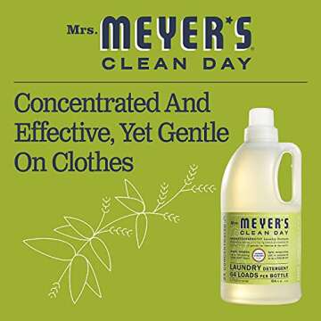 Mrs. Meyer's Clean Day Laundry Detergent Bottle, Lemon Verbena, 64 Fl oz (Pack of 1)