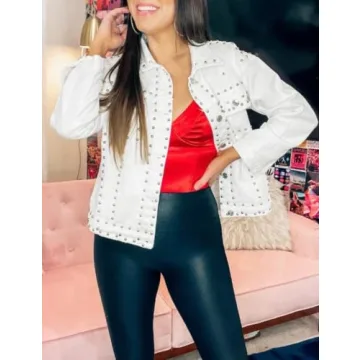 Stylish Omoone Women's Rivet Studded Denim Jacket
