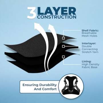 Best Pet Supplies Voyager Adjustable Dog Vest Harness Breathable No Pull Harness for Small, Medium, Large Dogs, Heavy Duty Harness for Walking, Jogging, Easy Step-in, Reflective Stripes - (Black), XS