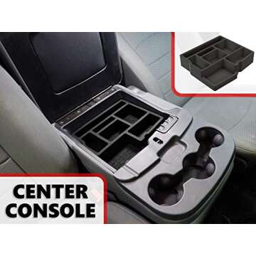 Red Hound Auto Center Console Organizer System Vehicle Insert Compatible with Dodge Ram 1500 2500 3500 2013 2014 2015 2016 2017 2018 Black Anti-Rattle Only FITS FOLD Down Console Seat