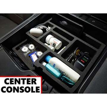 Red Hound Auto Center Console Organizer System Vehicle Insert Compatible with Dodge Ram 1500 2500 3500 2013 2014 2015 2016 2017 2018 Black Anti-Rattle Only FITS FOLD Down Console Seat