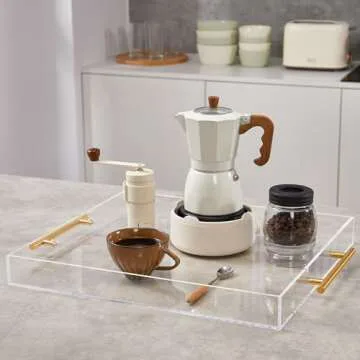 Elegant Clear Acrylic Serving Tray with Gold Handles