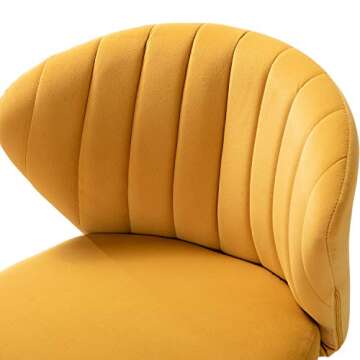 TINA'S HOME Velvet Dining Chairs Set of 2, Modern Upholstered Side Chair with Golden Legs, Small Cute Armless Accent chair for Living Room, Kitchen, Bedroom, Beauty Room/MUSTARD