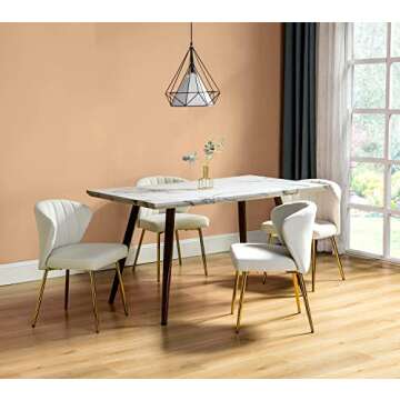 TINA'S HOME Velvet Dining Chairs Set of 2, Modern Upholstered Side Chair with Golden Legs, Small Cute Armless Accent chair for Living Room, Kitchen, Bedroom, Beauty Room/MUSTARD