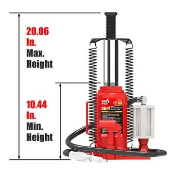 BIG RED 20 Ton Hydraulic Aluminum Alloy Pump/Pneumatic Quick Lift Welded Car Bottle Jack, Longer Lif...
