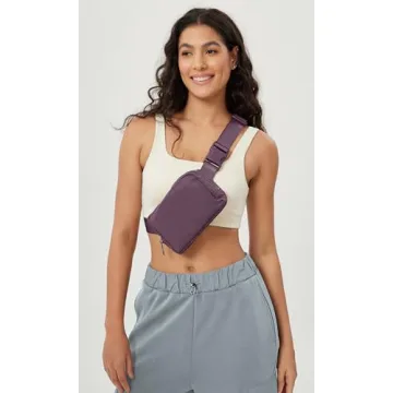 ODODOS Unisex Mini Belt Bag with Adjustable Strap Small Fanny Pack for Workout Running Traveling Hiking, Plum