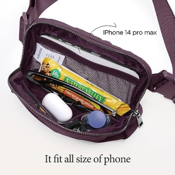 ODODOS Unisex Mini Belt Bag with Adjustable Strap Small Fanny Pack for Workout Running Traveling Hiking, Plum