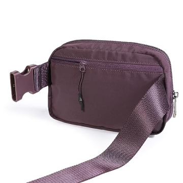 ODODOS Unisex Mini Belt Bag with Adjustable Strap Small Fanny Pack for Workout Running Traveling Hiking, Plum