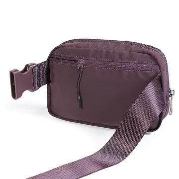 ODODOS Unisex Mini Belt Bag with Adjustable Strap Small Fanny Pack for Workout Running Traveling Hiking, Plum
