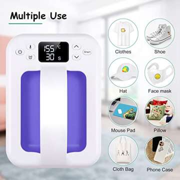 Heat Press Small Heat Press Machine for Heating Transfer, 7 × 4.8 inch Portable Easy Press Mini Hea...