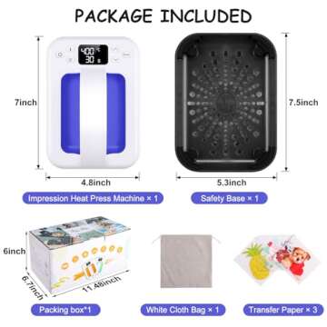 Heat Press Small Heat Press Machine for Heating Transfer, 7 × 4.8 inch Portable Easy Press Mini Heat Press for DIY T Shirts, Hats, Bags.etc(Blue)