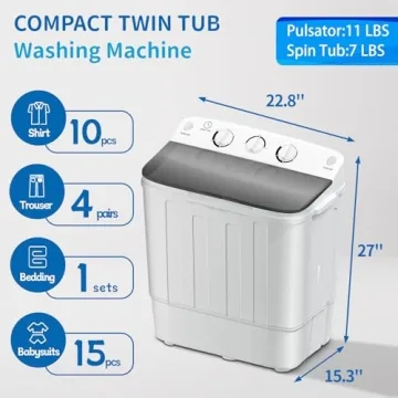 Compact 18lbs Portable Washing Machine with Dryer