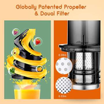 SOVIDER Cold Press Juicer with 92% Juice Yield and Compact Design