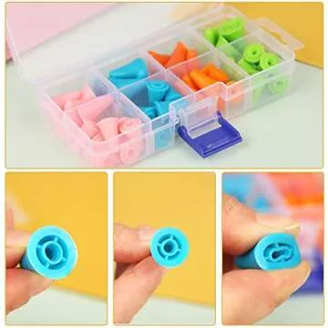 48 PCS Multi-Colored Knitting Needle Stoppers with Box
