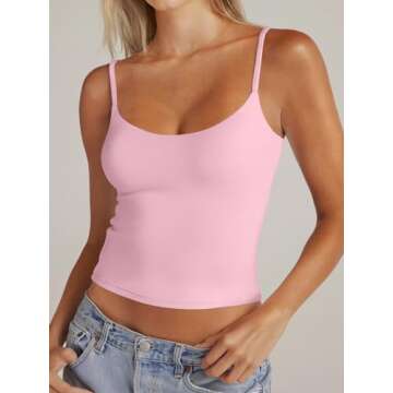 PINKMSTYLE Women's Scoop Neck Spaghetti Strap Seamless Workout Unitard Summer Tops Sleeveless Shirts...