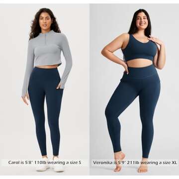 ODODOS Women's High Waisted Full Length Yoga Leggings with Pockets, 28" Inseam Tummy Control Non See...