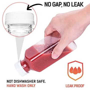 Norcalway 6pcs 12oz Plastic Bottles with Caps, Juice Containers With Lids For Fridge, Reusable Juici...