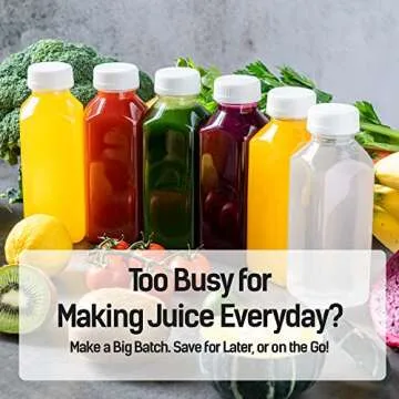 Norcalway 6pcs 12oz Plastic Bottles with Caps, Juice Containers With Lids For Fridge, Reusable Juicing Bottles, Smoothie Bottle, Drink Containers With Lids, Clear Bottles