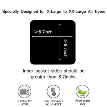 Air Fryer Parchment Paper Liners（8.7"×8.7"） 100Pcs Compatible with XXL Philips, NuWave Brio, Ch...