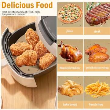 Air Fryer Parchment Paper Liners（8.7"×8.7"） 100Pcs Compatible with XXL Philips, NuWave Brio, Chefman, OMORC, Cuisinart, COSORI, Cooks Essentials, Power Airfryer Oven, Chef di Cucina, SARKI and More