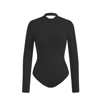 Floerns Mock Neck Backless Bodycon Bodysuit for Women