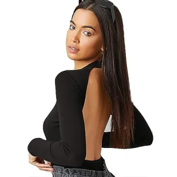 Floerns Mock Neck Backless Bodycon Bodysuit for Women