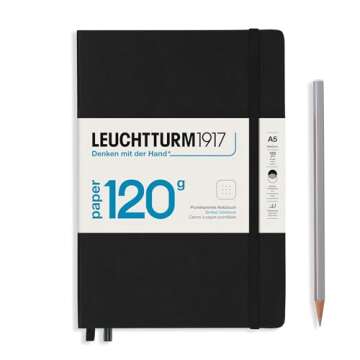 LEUCHTTURM1917 - 120G Special Edition - Medium A5 Dotted Hardcover Notebook (Black) - 203 Numbered Pages with 120gsm Paper