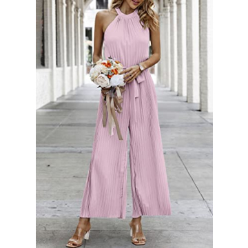 KIRUNDO Women's Stylish Summer Halter Neck Jumpsuit