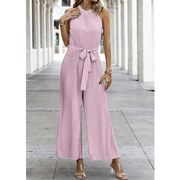 KIRUNDO Women's Stylish Summer Halter Neck Jumpsuit