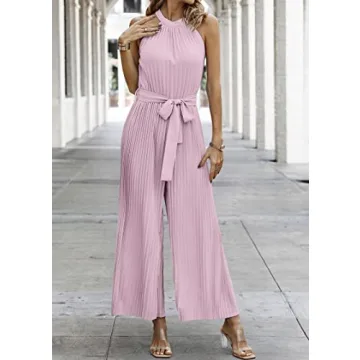 KIRUNDO Women's Stylish Summer Halter Neck Jumpsuit