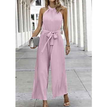 KIRUNDO Women's Stylish Summer Halter Neck Jumpsuit