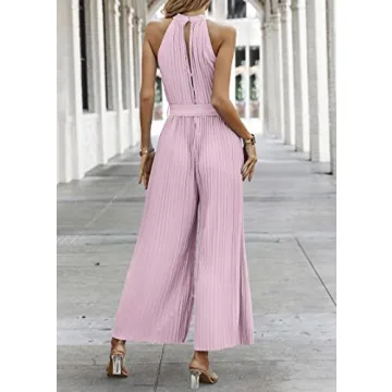 KIRUNDO Women's Stylish Summer Halter Neck Jumpsuit