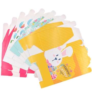 Eavotoy 12 Pack Easter Decorative Gift Treat Boxes - 6.2 x 3.5 x 3.5 inch Egg Bunny Chicken Colorful...