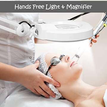 Innqoo LED Floor Lamp, LED Esthetician Light, Magnifying Glass with Light, Lighted Magnifier for Rea...