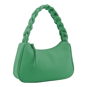 Emperia Braided Top Handle Shoulder Bag for Women - Kelly Green - Stylish Hobo Tote Handbag