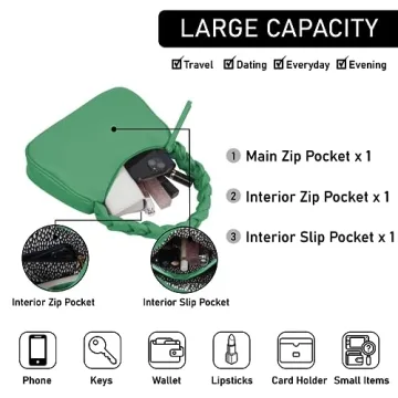 Stylish Emperia Braided Top Handle Shoulder Bag in Green